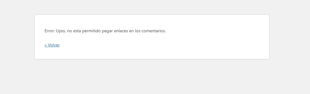 Mensaje de, no está permitido dejar enlaces en los comentarios