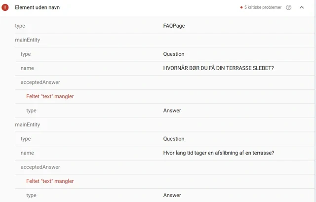 Cchema falta el campo text (texto) error elementor pro faqs