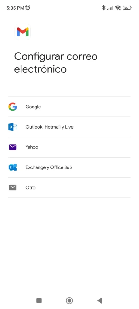 Agreagar email corporativo en android