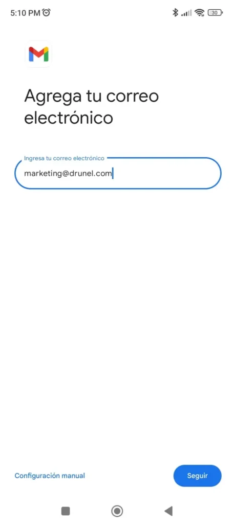 configurar email hostinger android