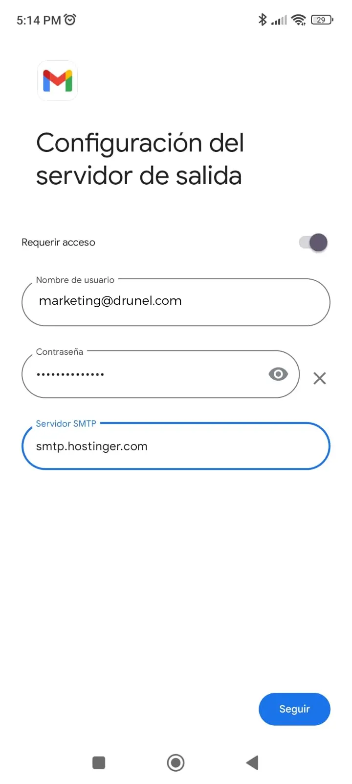 smtp hostinger android